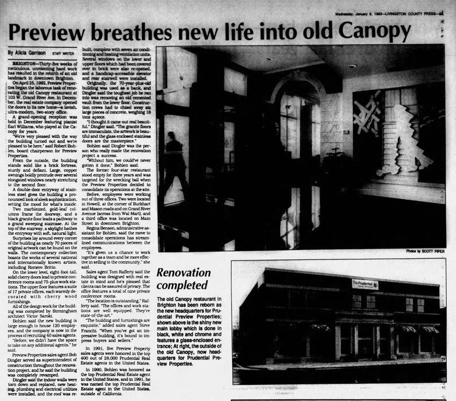 The Canopy - 1993 Article On Redevelopment